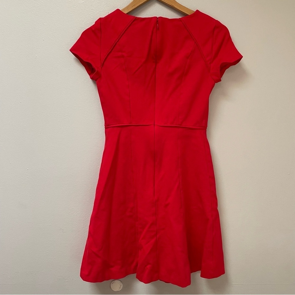 J. Crew Red Short Sleeve Flounce Ponte Fit & Flare Dress 0 - Picture 7 of 9